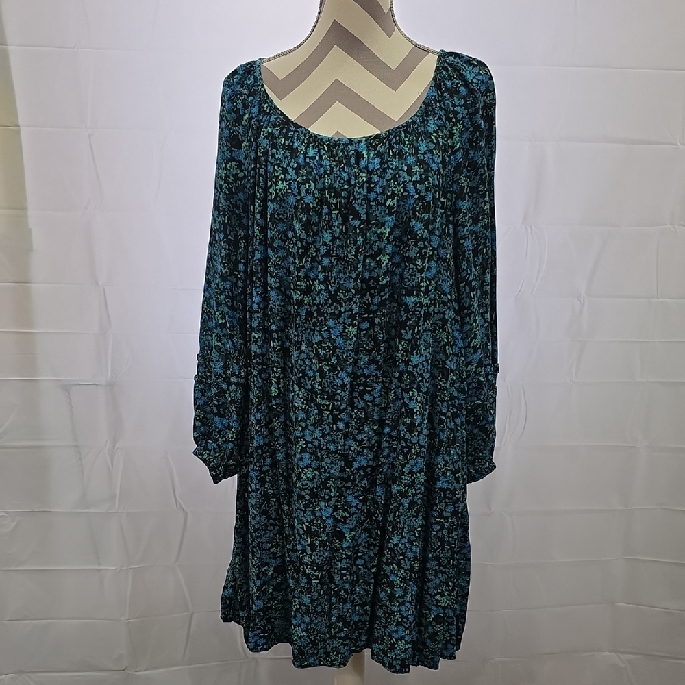 Terra & Sky Blue and Black Long Sleeve Bishop Sundress